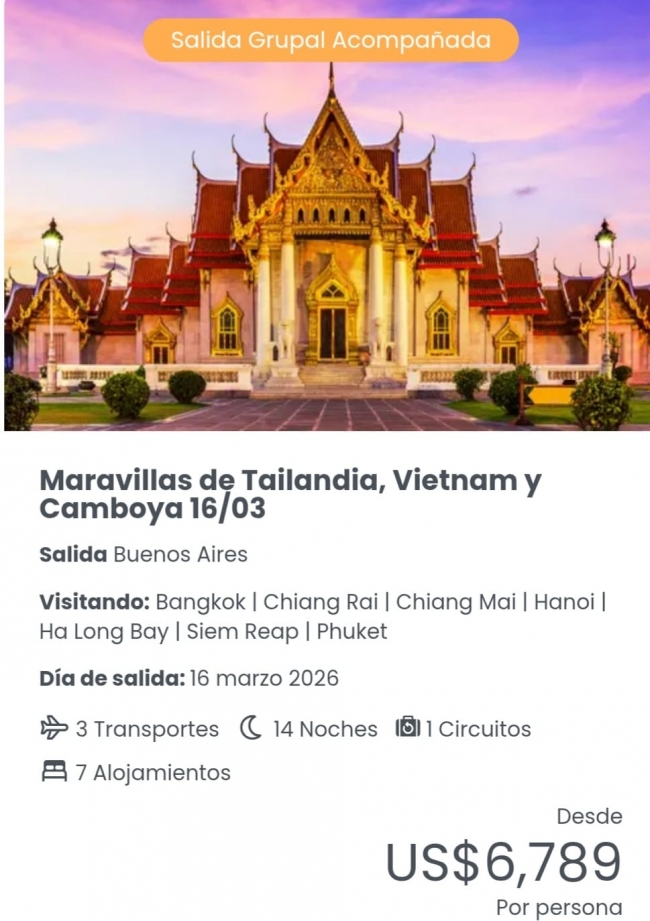 Maravillas de Tailandia, Vietnam y Camboya